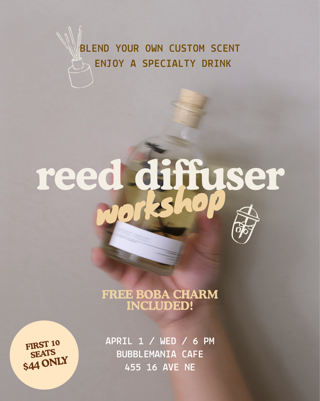 Reed Diffuser Making Workshop - Bubblemania Cafe